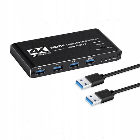 PRZEŁĄCZNIK KVM HDMI 2.0 4xUSB 3.0 SWITCH 4K/60HZ 2 KOMPUTERY - 1 MONITOR