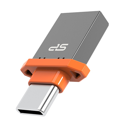 Silicon Power USB-A and USB-C Flash Drive Mobile C21 32 GB, USB Type-C/Type-A 3.2 Gen 1 (USB 3.1, USB 3.0, USB 2.0 compatible), Grey/Orange