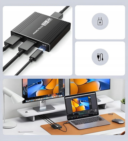 SPLITTER DISPLAYPORT 1X2 SPLITTER ROZDZIELACZ ROZGAŁĘŹNIK 4K 240HZ 144HZ
