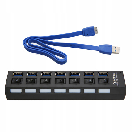 HUB USB 3.0 7 Portów x7 ROZGAŁĘŹNIK Rozdzielacz