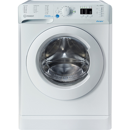 INDESIT Washing machine BWSA 61051 W EU N Energy efficiency class F Front loading Washing capacity 6 kg 1000 RPM Depth 42.5 cm Width 59.5 cm Display LED Plus White