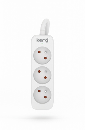 Przedłużacz KERG bez wyłącznika-3 gniazda-biało-szary-5m-16A-H05VV-F-3x1,5mm2