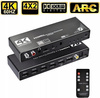 SPLITTER SWITCH HDMI 2.0 4x2 PRZEŁĄCZNIK 4 WEJŚĆ 2 WYJŚĆ ARC CINCH OPTYCZNE