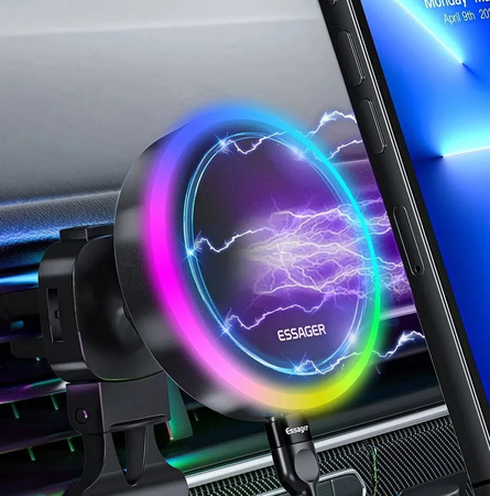 BEZPRZEWODOWY UCHWYT SAMOCHODOWY kolory RGB Z MAGNESEM MAGSAFE IPHONE 14 13