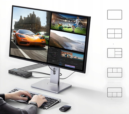 DZIELNIK HDMI 4x1 QUAD MULTI VIEWER PRZEŁĄCZNIK 4x1 Rozdzielacz 4K + PILOT