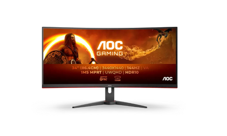 AOC | Monitor | CU34G2XE/BK | 34 " | VA | 3440 x 1440 pixels | 21:9 | 1 ms | 300 cd/m² | HDMI ports quantity 1 | 144 Hz