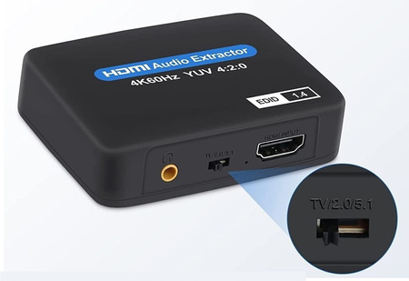 Ekstraktor HDMI 2.0 TOSLINK KONWERTER OPTYCZNY JACK AUX HDCP 4K