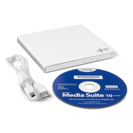 H.L Data Storage Ultra Slim Portable DVD-Writer GP57EW40 Interface USB 2.0 DVD±R/RW CD read speed 24 x CD write speed 24 x White Desktop/Notebook