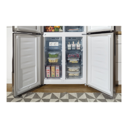 Gorenje NRM8182MX Refrigerator, E, Free standing, Side by Side, Height 182 cm, Net Fridge 278 L, Net Freezer 149 L, Grey