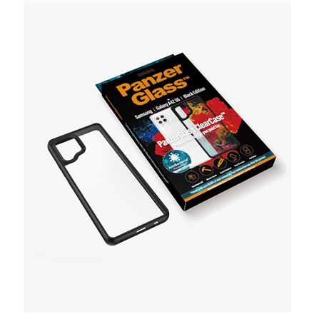 PanzerGlass Clear Case  Samsung Galaxy A42 5G Hardened glass Black AB Case Friendly;  More than 19% better protecting performance; Plastic frame surrounding rear cameras; Tempered anti-aging glass back;  Works w. wireless charging; Honeycomb pattern to en