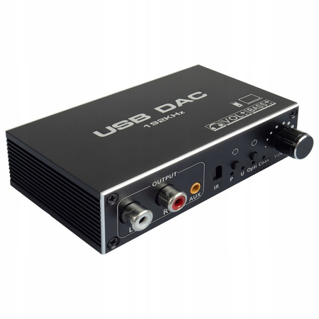 KONWERTER AUDIO USB DAC TOSLINK COAXIAL CINCH AUX WZMACNIACZ REGULACJA BASS