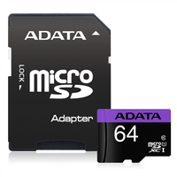ADATA Memory card AUSDX64GUICL10-PA1 64 GB microSDHC Flash memory class UHS-I Class 10 Adapter