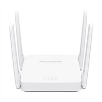 Mercusys Dual-Band Router AC10 802.11ac, 300+867 Mbit/s, 10/100 Mbit/s, Ethernet LAN (RJ-45) ports 2, Antenna type 4xFixed, White