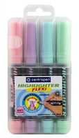 PASTELOWE ZAKREŚLACZE "Highlighter FLEXI SOFT 8542" MIX 4 kolory CENTROPEN