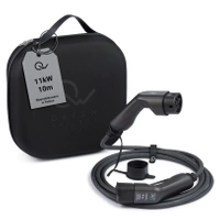 Green Wallbox EV Cable Type 2 11kW 10 Meters Hard Bag