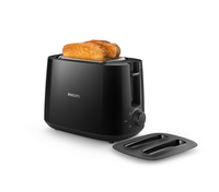 Philips Daily collection toaster HD2582/90 Black, Plastic, 900 W, Number of slots 2, Number of power levels 8, Bun warmer included