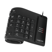 Logilink Flexible waterproof Keyboard USB + PS/2 ID0019A Flexible keyboard Wired DE Black