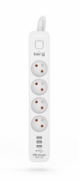 Urządz. zas.-zabezpiecz. KERG z wyłącznikiem-4 gniazda-3USB-biało-szary-5m-16A-H05VV-F-3x1,5mm2