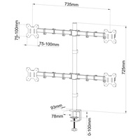 UCHWYT BIURKOWY DO 4 MONITORÓW LED/LCD 13-27" L-04N ART