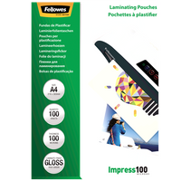 Fellowes Laminating Pouch 100 µ, 216x303 mm - A4, 100 pcs Fellowes Laminating Pouch  A4 Clear
