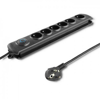 Listwa przeciwprzepięciowa Qoltec 6 gniazd (5m) czarna