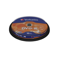 DYSK VERBATIM DVD-R 4.7 GB 16X MATTE SILVER CAKE BOX 10