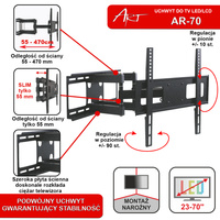 UCHWYT DO TV LED/LCD AR-70 ART 23-55" 45KG reg. pion/poziom 47cm