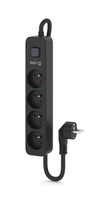 Urządz. zas.-zabezpiecz. KERG z wyłącznikiem-4 gniazda-czarny-5m-16A-H05VV-F-3x1,5mm2