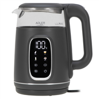 Adler Kettle with LED Display | AD 1305 | Electric | 2200 W | 1.7 L | Plastic | 360° rotational base | Grey